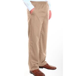 Ruxford Mens Full Elastic Waist Twill Casual Pant XL Tan Expandable Comfort